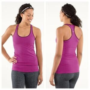 Lululemon Cool Racerback in Hyper Stripe Raspberry Glo Light / Plum Size 6